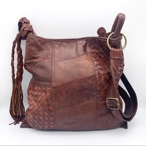 Love Stitch Boho Brown Leather Purse Crossbody